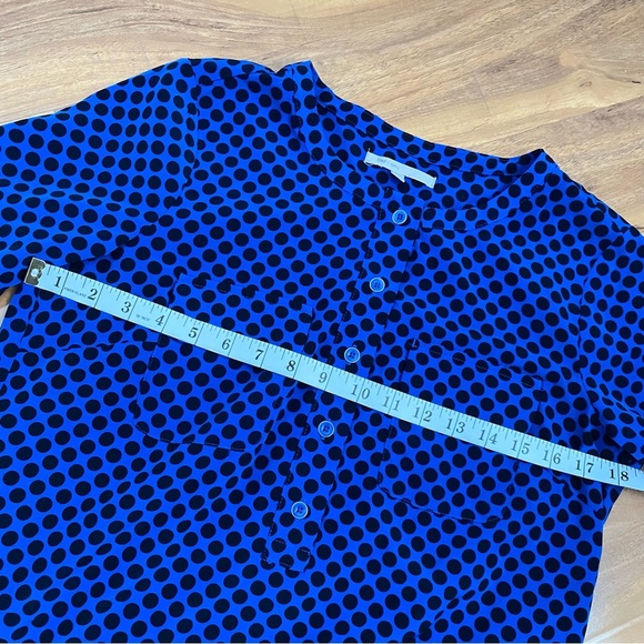 Gap Deborah Polka Dots Blue Black Shirt Dress Knee Shift Pop Over Long Pockets S - Picture 9 of 11